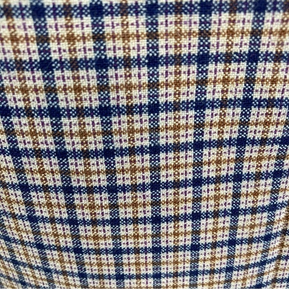 Vintage 80s Plaid Wool Blend Pencil Midi Skirt Tan/Blue Academia Preppy Sz XS - Picture 5 of 15